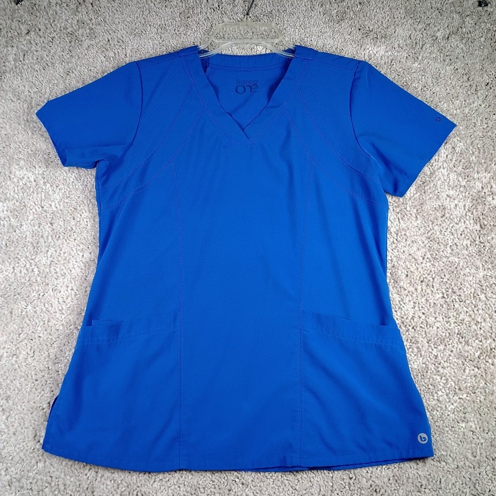 Barco One Royal Blue Scrub Top Womens Medium Stretch Medical Uniform V-Neck...
